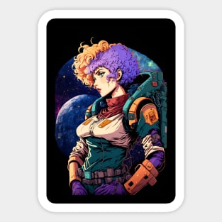 Anime Girl Space Astronaut with Colourful Hair Sticker